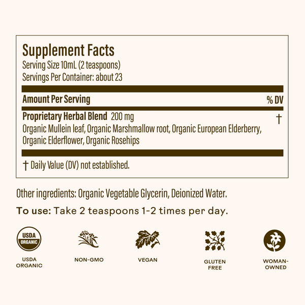 Supplement label with ingredients and usage instructions on a white background