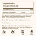 Supplement facts label with serving size, amount per serving, and usage instructions.